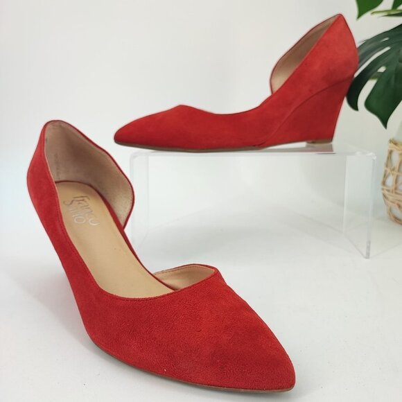 Franco Sarto Women's Felice Red Suede  Pointed Toe Wedge Size 7.5M - Picture 1 of 8